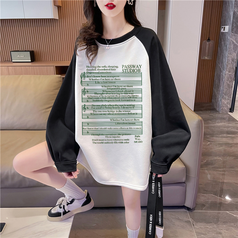 實拍華棉包領 薄款衛衣女春秋新款韓版寬鬆印花套頭衛衣潮