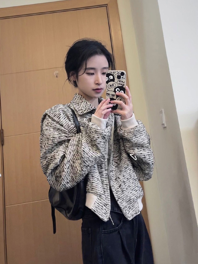 韓版短款小香風外套女春秋2023新款設計感小眾翻領開衫夾克ins潮