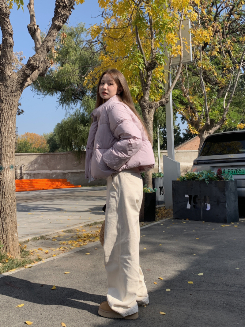 實拍奶fufu經典百搭純色短款小個子棉服四色