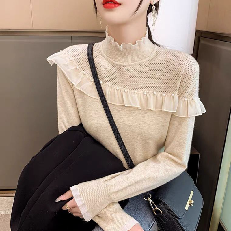 半高領打底衫女秋裝2023年新款時尚針織上衣洋氣修身內搭毛衣