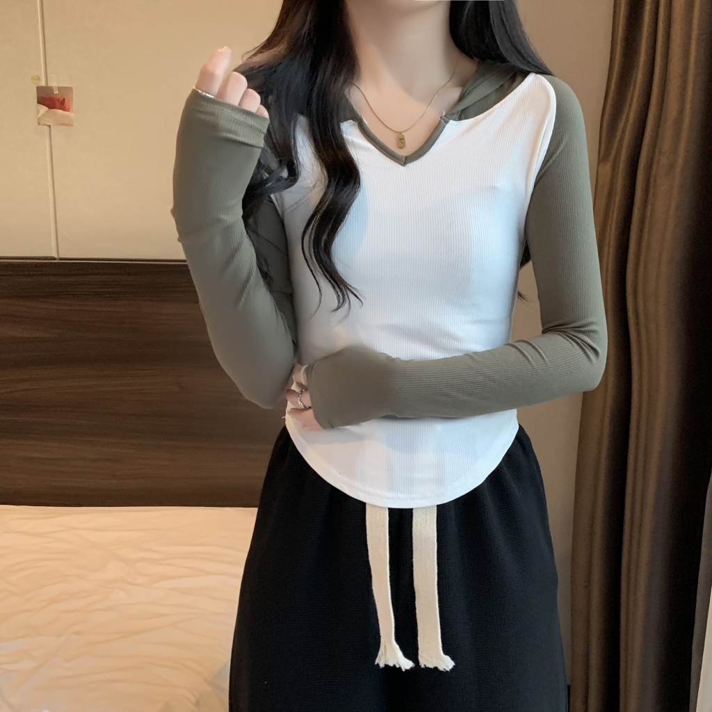 實拍  有氨德絨  設計感鏤空打底衫女磨毛秋冬裝長袖T恤女