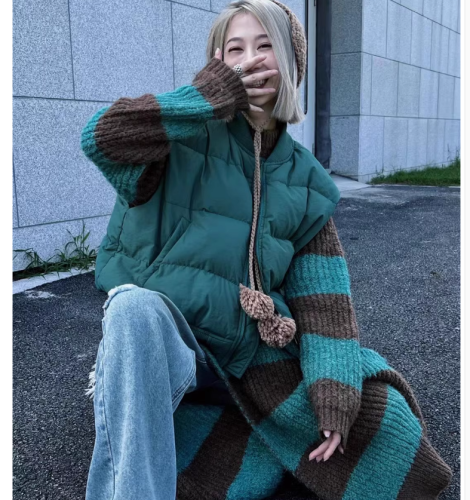 South Korea's Dongdaemun 23rd Autumn and Winter Waistcoat Loose Casual Down Jacket Baseball Collar Down Vest Women's Short Style
