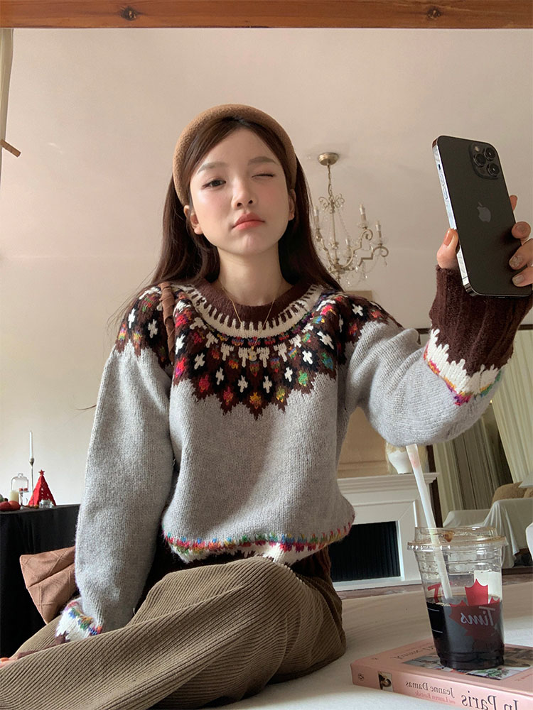 實拍 元氣少女韓chic秋冬聖誕款保暖毛衣