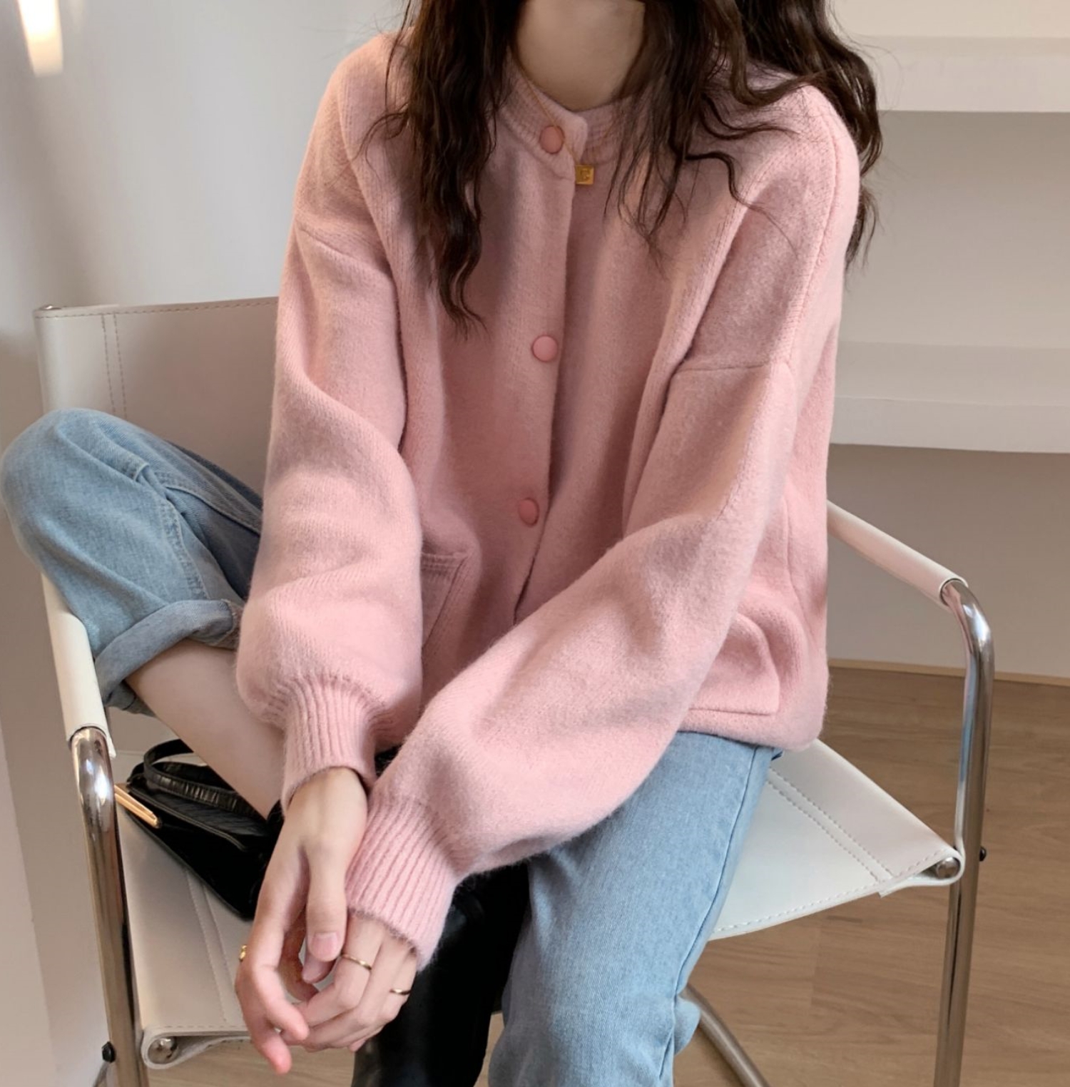 Sweater 2023 new autumn and winter Korean version ins pink loose and versatile autumn knitted cardigan jacket for women trendy