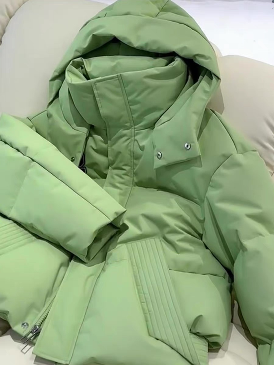 今年流行冬裝高級感超好看綠色羽絨棉服外套小個子短款麵包服
