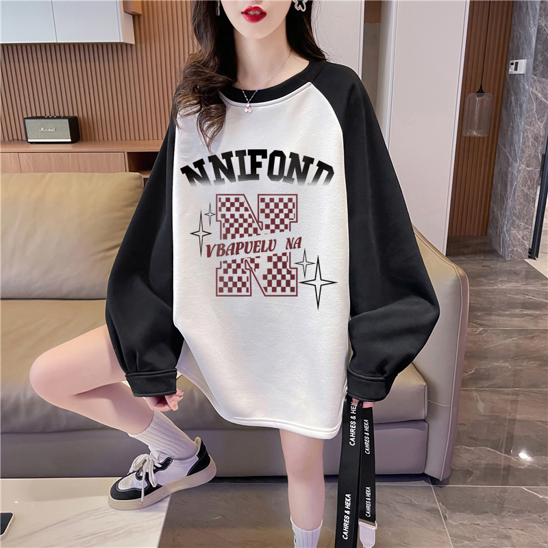 實拍華棉包領 薄款衛衣女春秋新款韓版寬鬆印花套頭衛衣潮