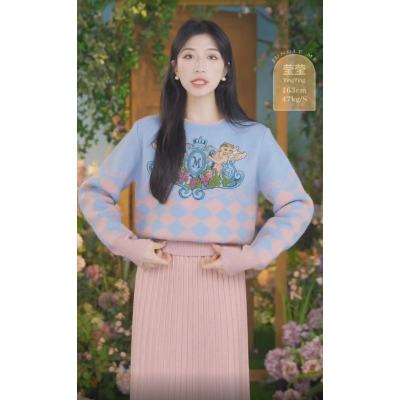 JUNGLE ME秋冬保暖女士天使加厚套頭卡通長袖毛衣百搭復古熱力感