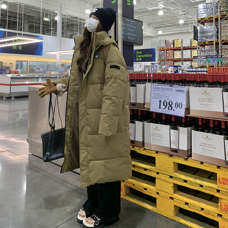 實拍羽絨棉服女中長款韓版寬鬆ins港風棉襖2023新款棉衣加厚外套