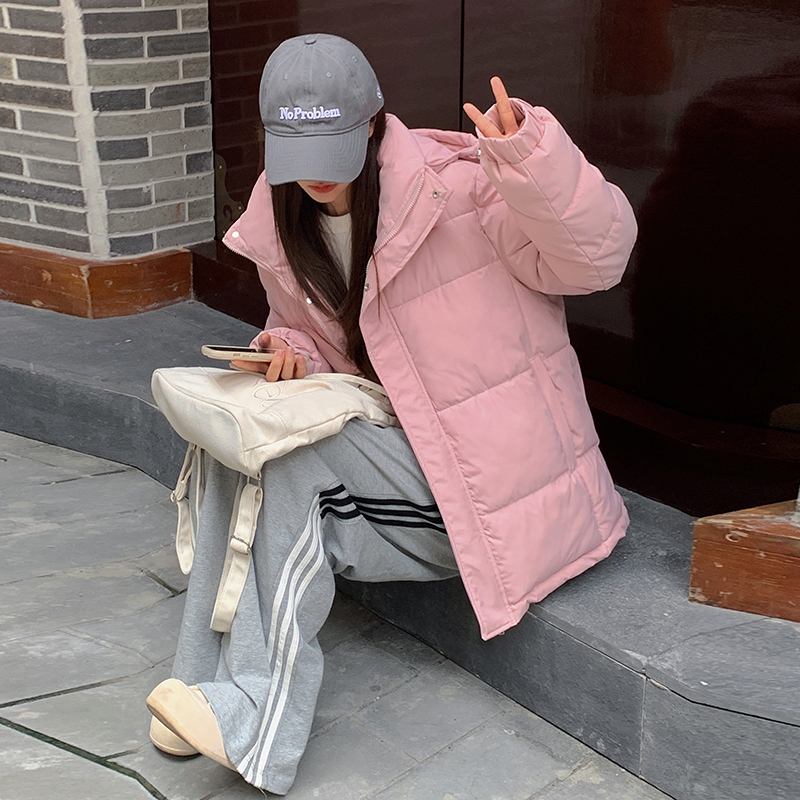 實拍2023中戲風棉服可拆帽休閒男女可穿簡約純色寬鬆型連帽棉服