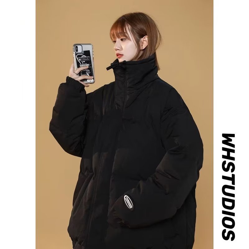 冬裝立領羽絨服女港風百搭加厚情侶麵包服潮牌寬鬆保暖外套