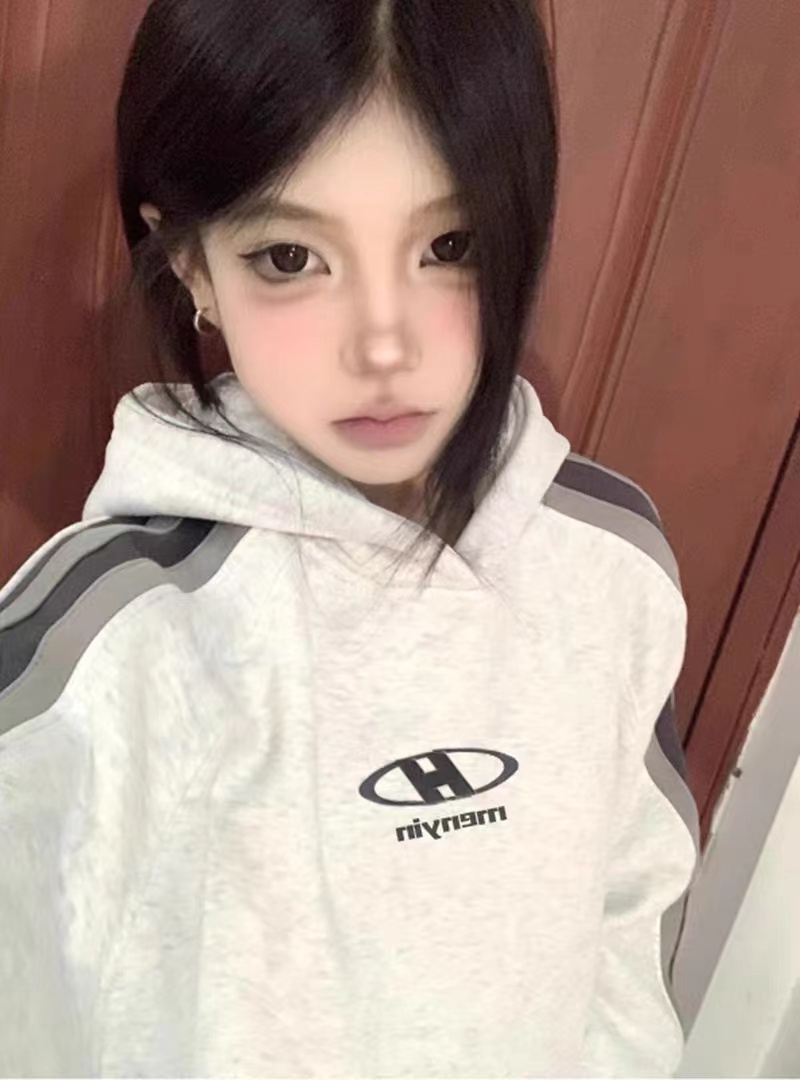 Imitation cotton Chinese cotton composite milk silk autumn and winter new hooded sweatshirt for women chic