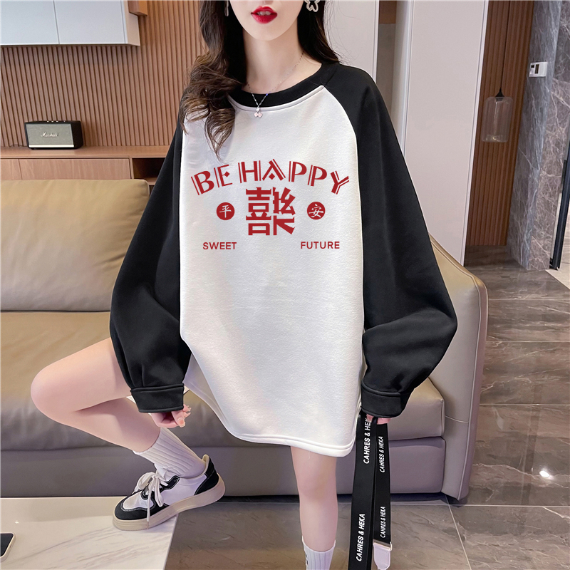 實拍華棉包領 薄款衛衣女春秋新款韓版寬鬆印花套頭衛衣潮