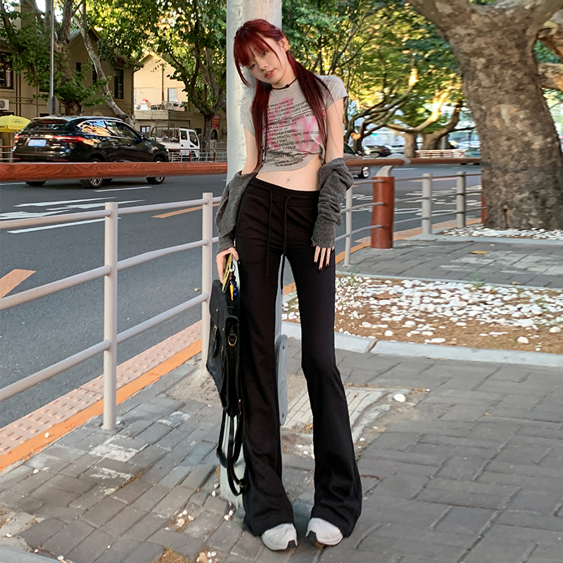 實拍Seongsu感覺至上慵懶氛圍低腰辣妹休閒喇叭棉褲常規&加長