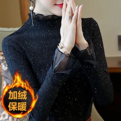 薄款/加絨2023新款秋季打底衫時尚內搭小衫長袖女T恤秋冬上衣