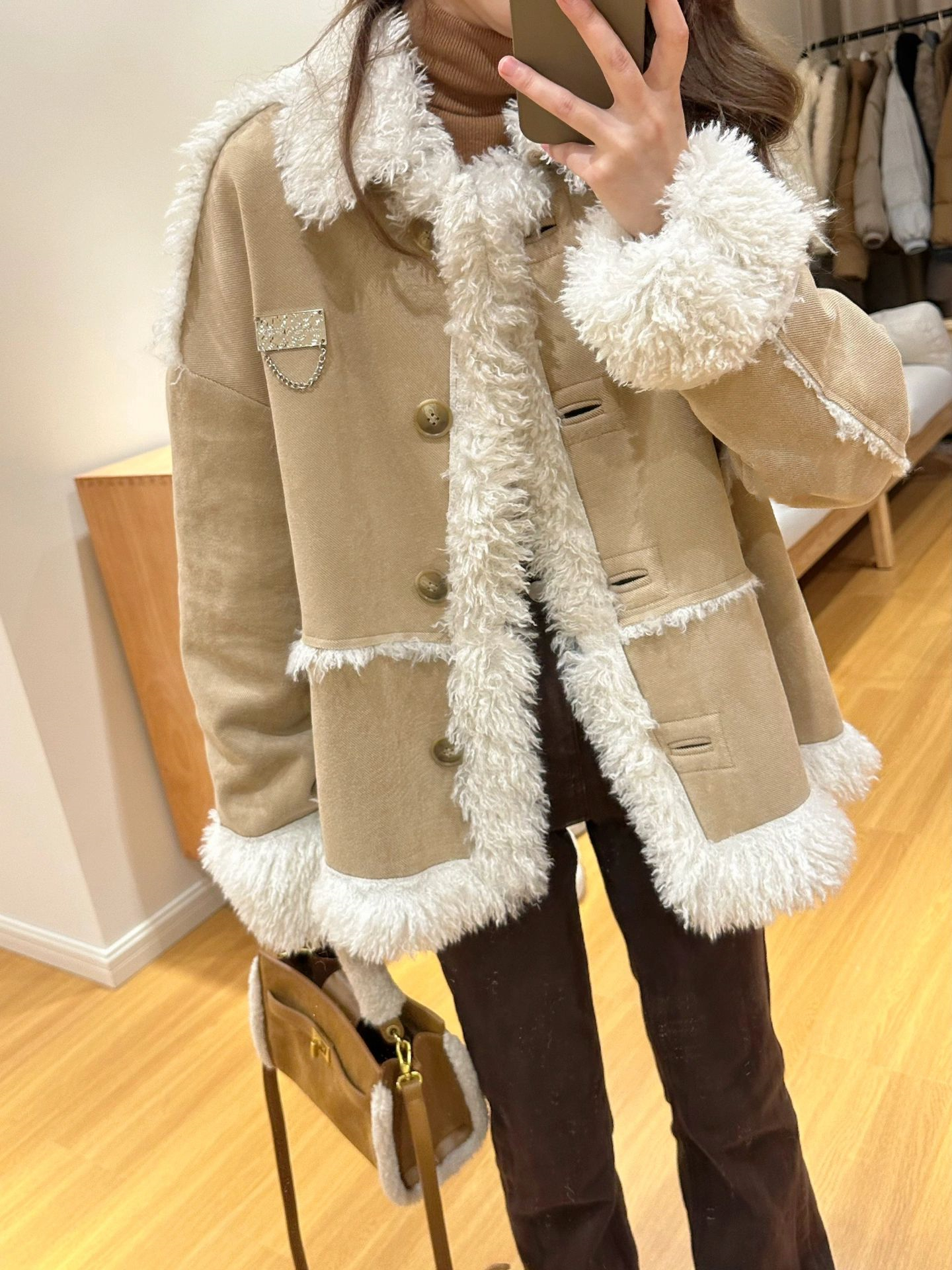 秋冬加絨加厚連帽羊羔毛外套女棉襖寬鬆長毛絨棉衣毛茸茸保暖棉服