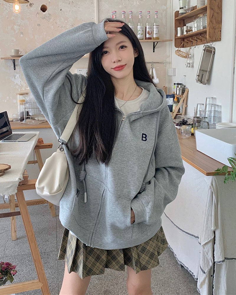 310g imitation cotton interwoven fabric, non-pilling, winter velvet sweatshirt for women with embroidered hood, double layer hood with back strip