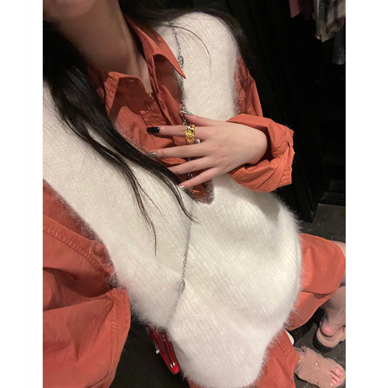 韓版v領無袖毛衣女軟糯親膚洋氣寬鬆顯瘦V領毛衣馬甲背心女春秋