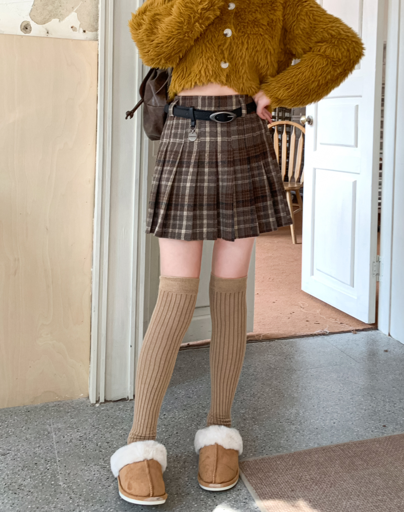 實拍 高腰格子半身裙女2023冬季新款顯瘦A字裙短包臀裙子
