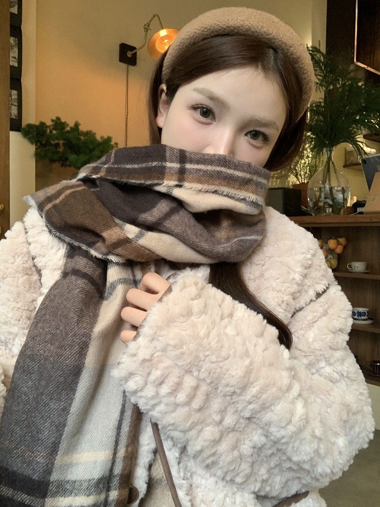 實拍 撞色小香風圓領毛絨絨外套秋冬新款加厚保暖羊羔毛大衣