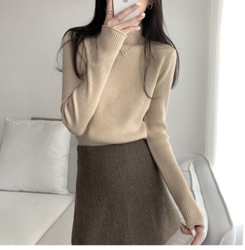 Half turtleneck thickened bottoming sweater for women autumn Korean version  new slim slim long-sleeved bottoming shirt top