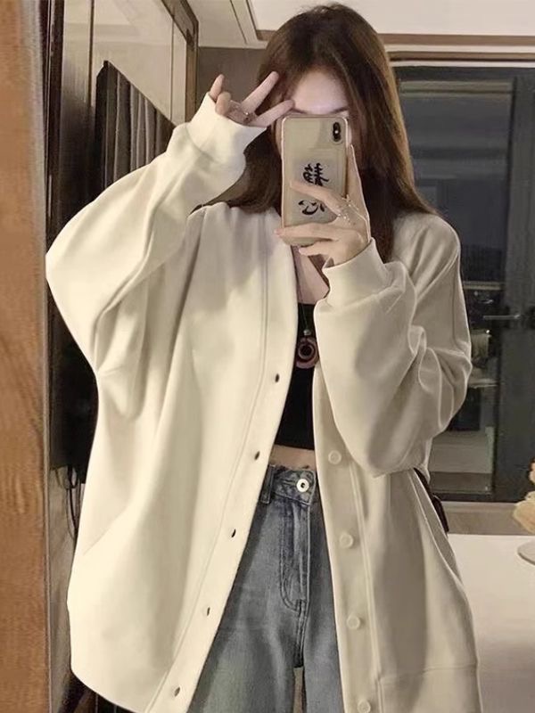 開衫外套衛衣女上衣初秋早秋套裝春秋季長款棒球服2023新款薄