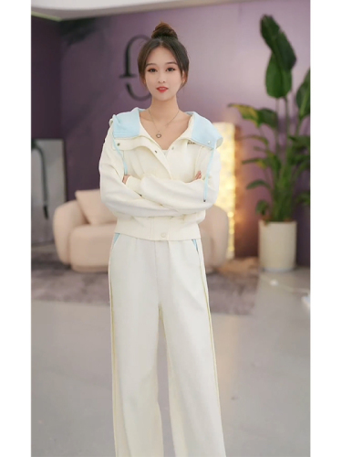 Suit women's autumn Korean soft girl age-reducing coat wide-leg pants two-piece set  new casual sportswear