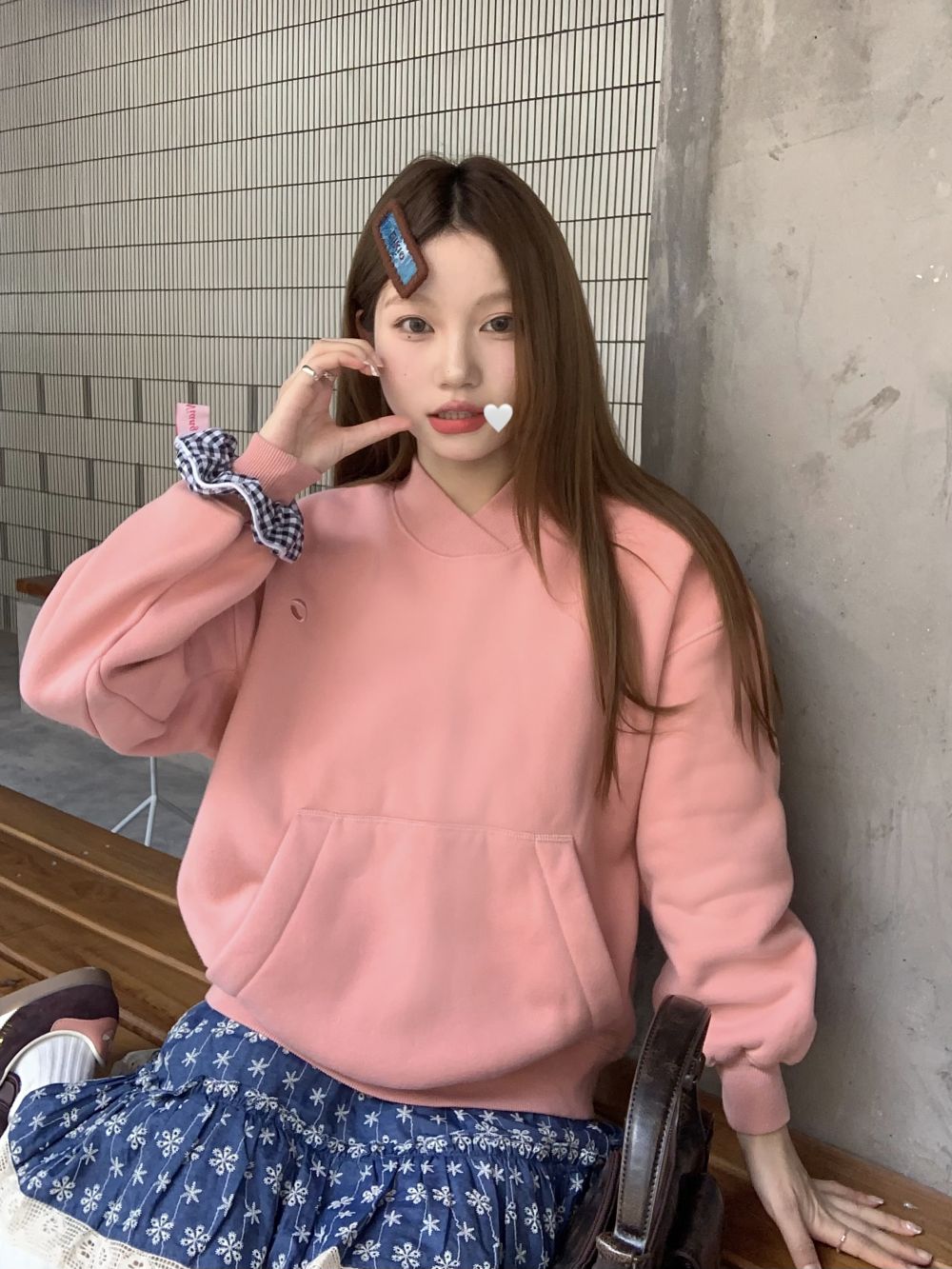 實拍三標齊寬鬆慵懶小眾純色套頭衛衣女