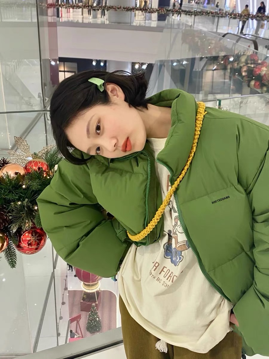 新款2023綠色棉服女2023年新款小個子情侶加厚麵包服冬季外套