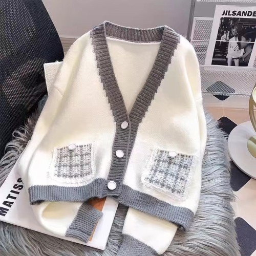 Knitted Cardigan Sweater Jacket Women's Autumn and Winter Thick  New Style Small Fragrance Tops High-end, Good-looking and Western Style