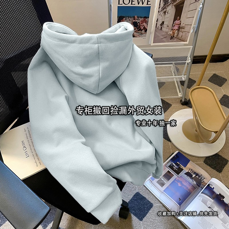 純棉華棉複合純棉連帽衛衣女寬鬆小個子外套春秋季加絨上衣冬