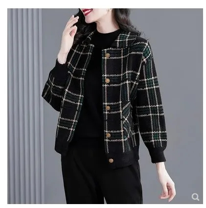 小個子呢子大衣外套女短款秋裝2023新款高端寬鬆黑色休閒毛呢上衣