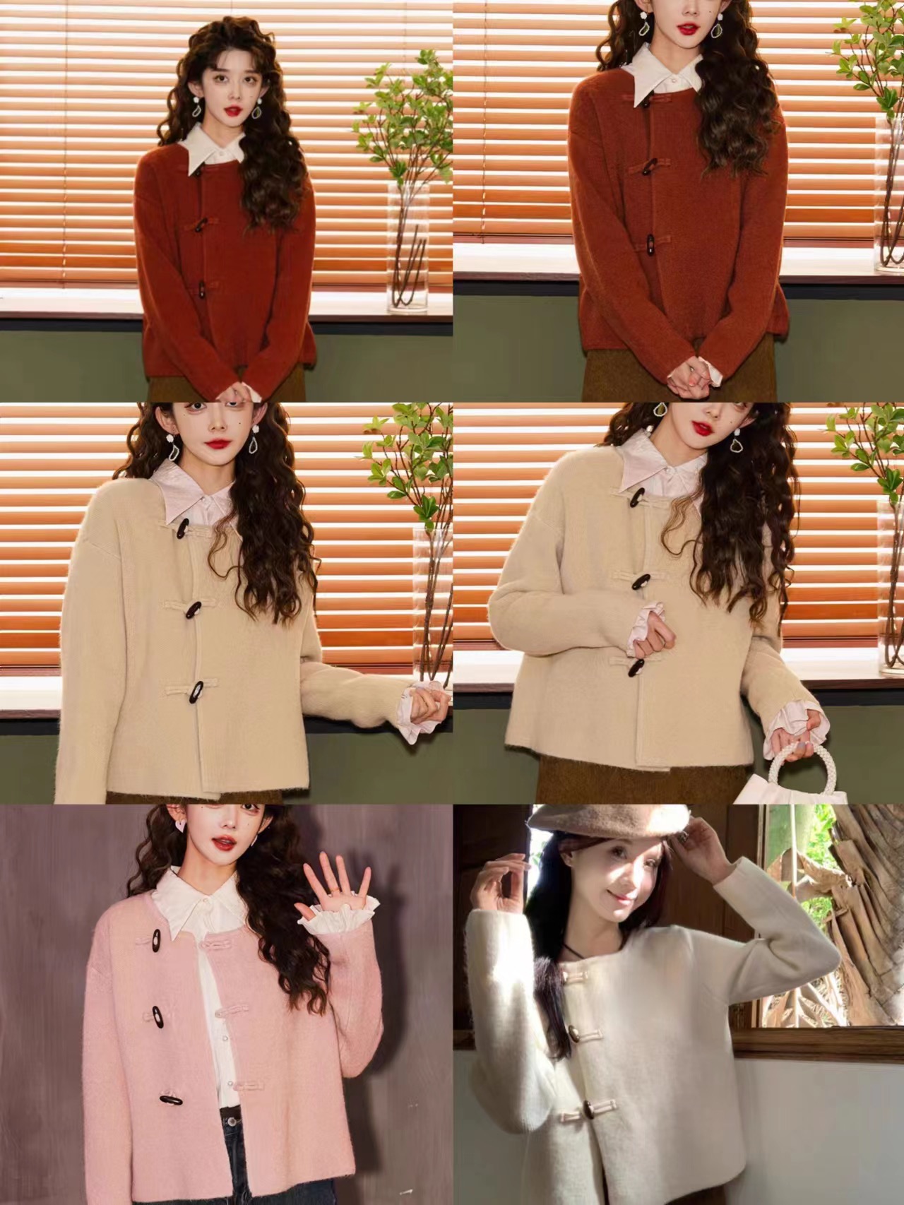 New Chinese style sweater women's cardigan coat autumn and winter Hong Kong style retro placket horn button sweater design top for women