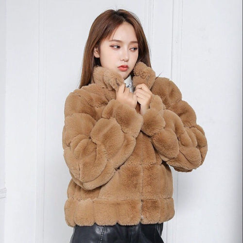 Coat for women winter French mink fur thickened warm foreign rex rabbit fur versatile plush fur top