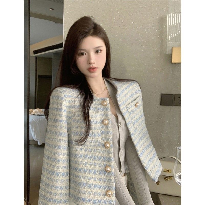 Pearl button small fragrant jacket for women 2023 spring and autumn new style French design niche loose short temperament top
