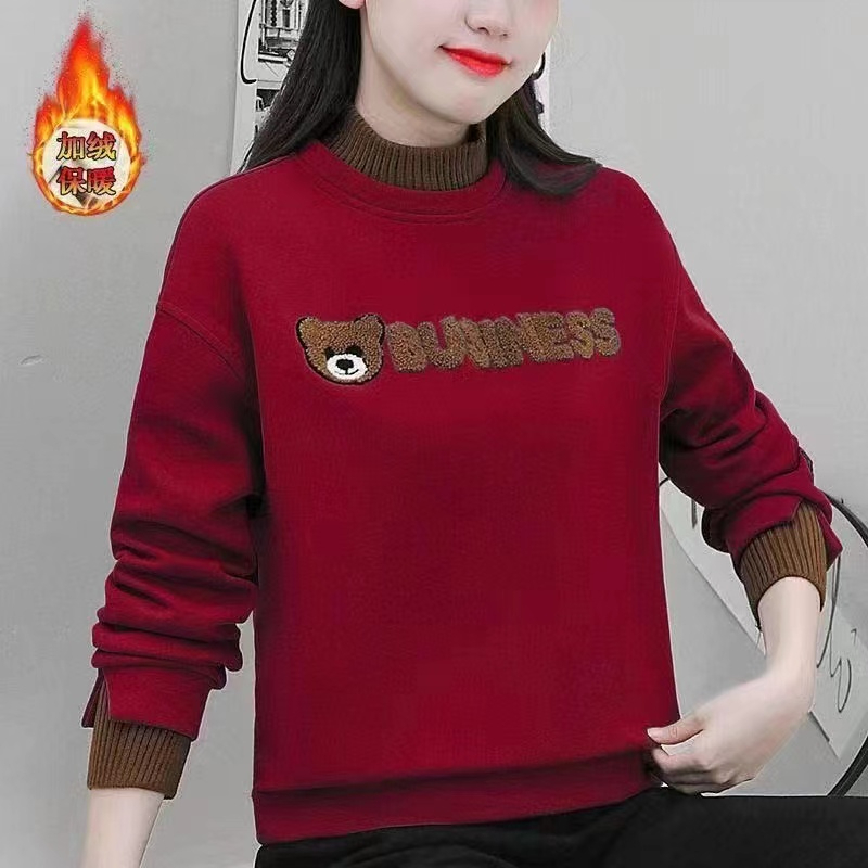 華棉複合超柔 新款加絨加厚衛衣女2023新款時尚韓版寬鬆百搭上衣