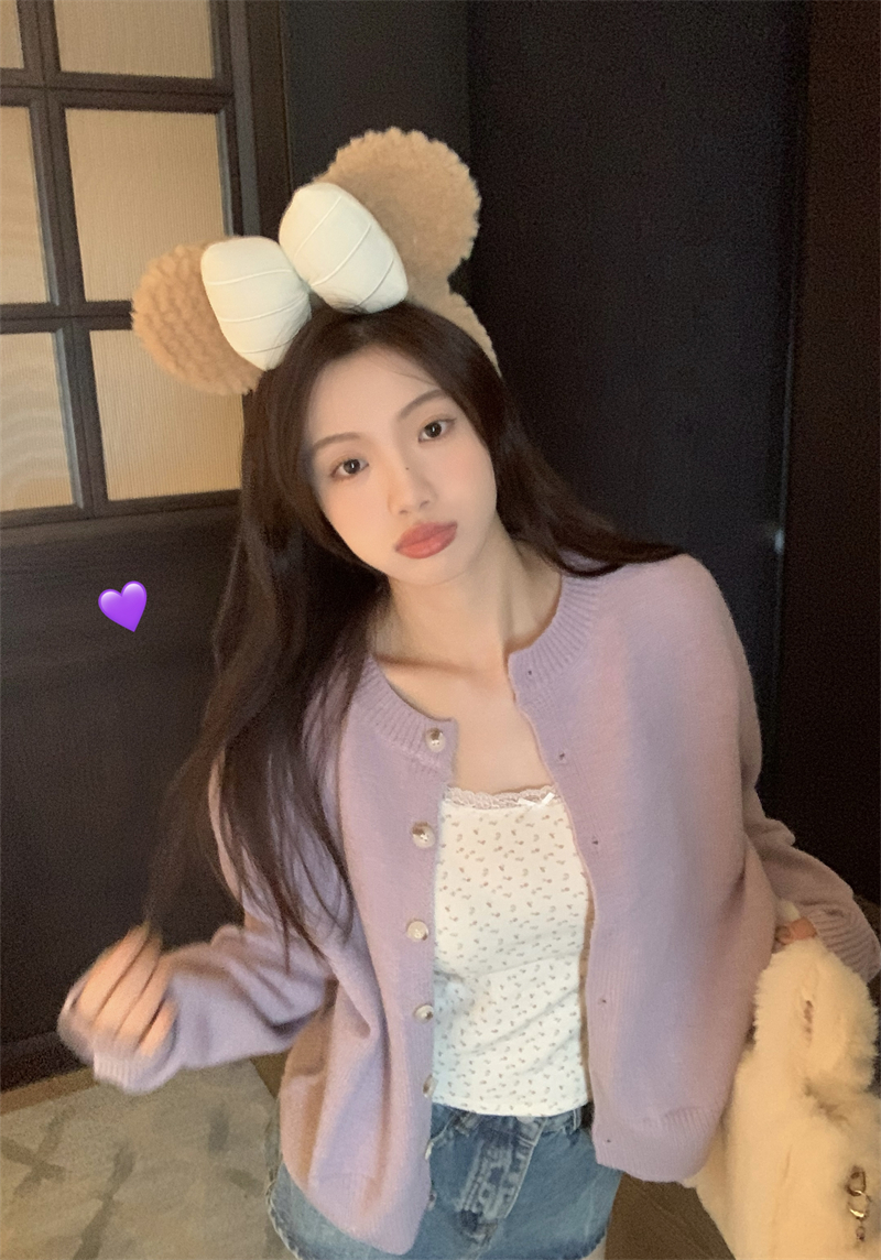 實拍~韓系少女軟糯糯三色毛衣開衫針織短外套