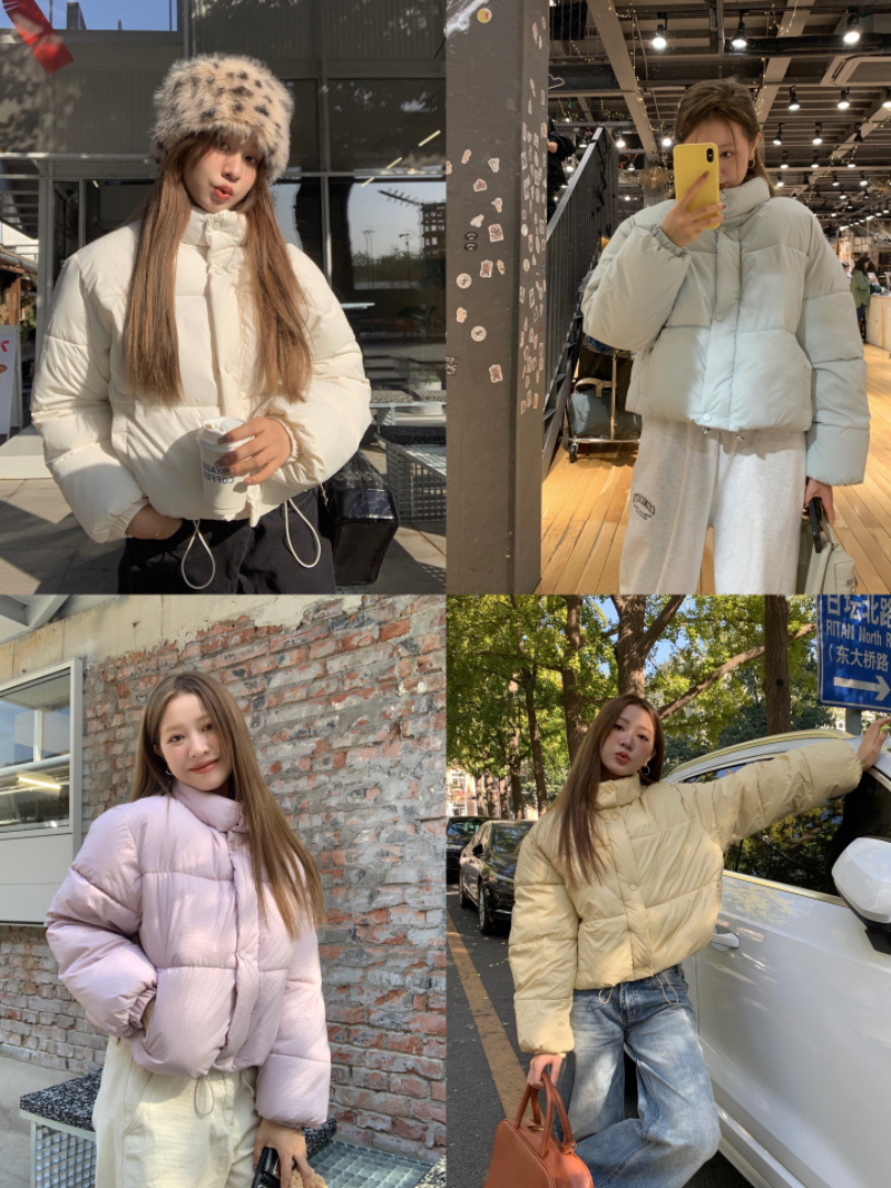 實拍奶fufu經典百搭純色短款小個子棉服四色