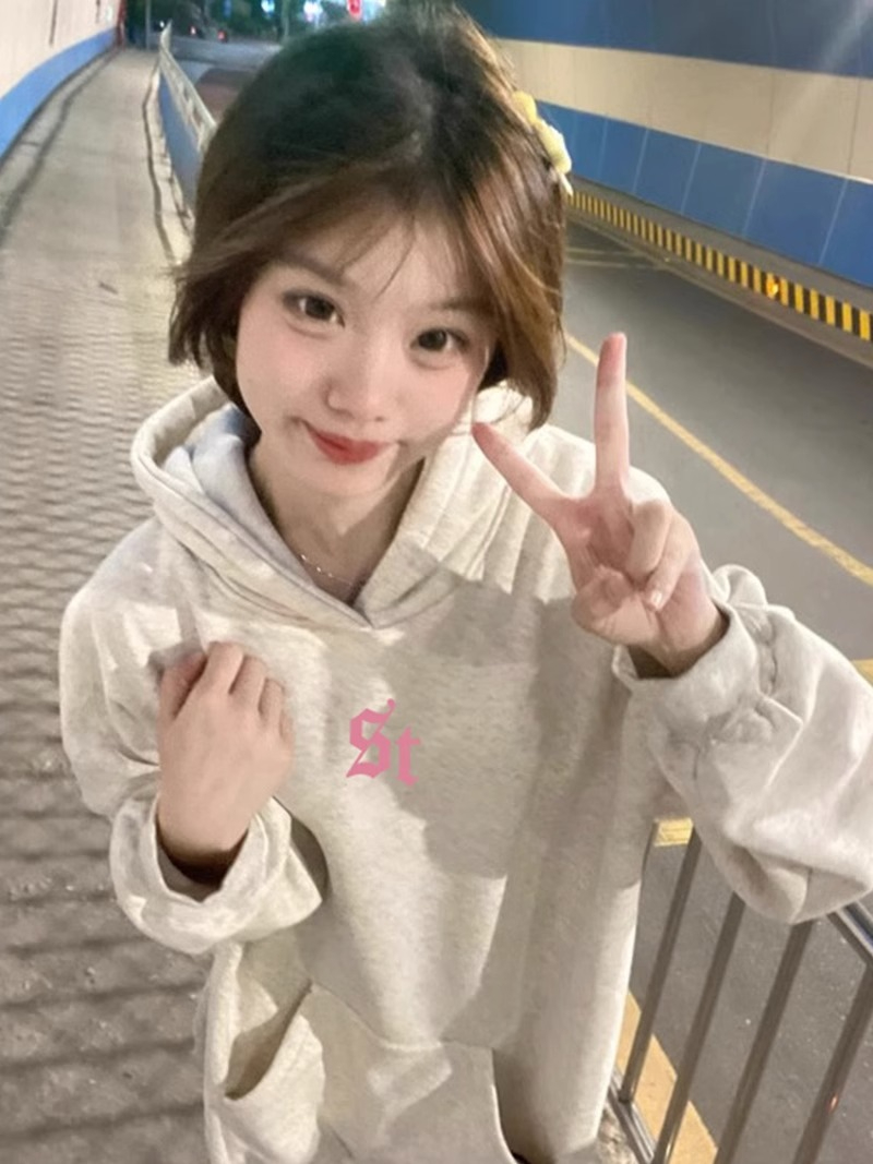防棉華棉複合牛奶絲300克/銀狐絨400克連帽衛衣女