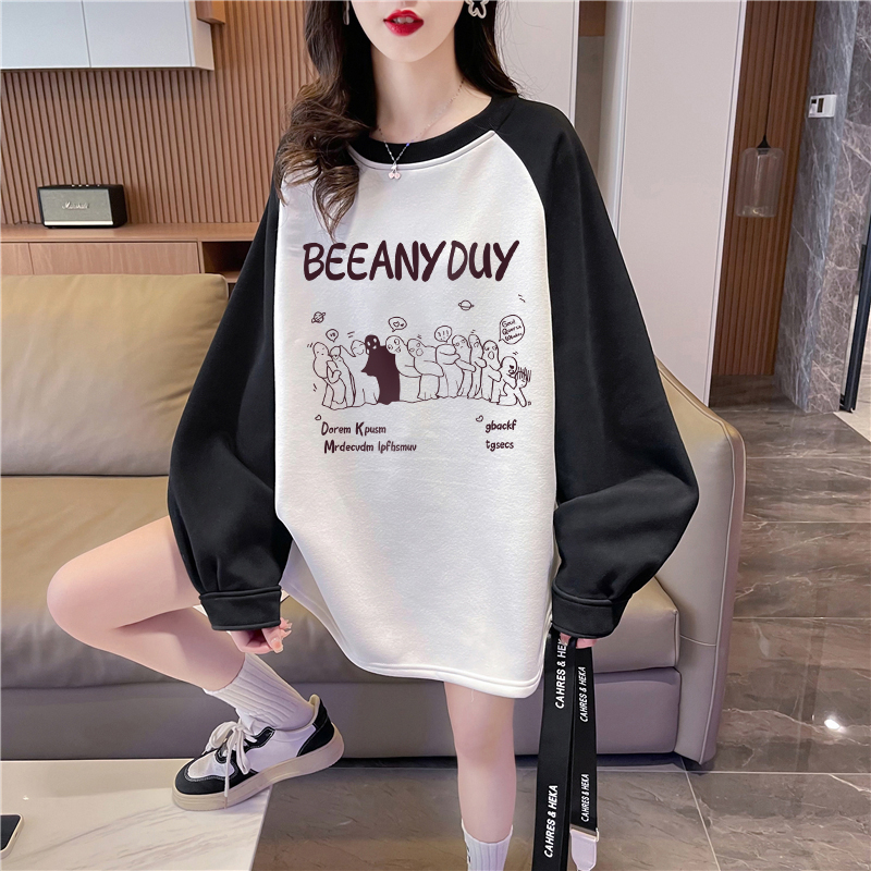 實拍純棉華棉包領 薄款衛衣女春秋新款韓版寬鬆印花套頭衛衣潮