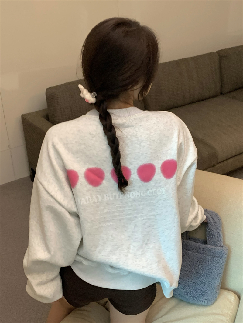實拍~韓系鬼馬模糊幻影字母前後印花寬鬆加絨衛衣