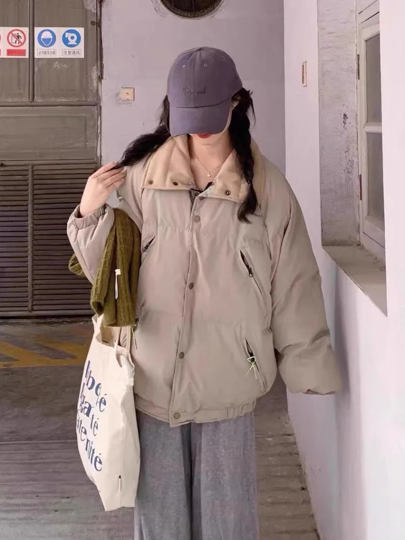 復古潮流百搭寬鬆加厚棉服外套女冬季新款美式設計感小眾防寒棉襖
