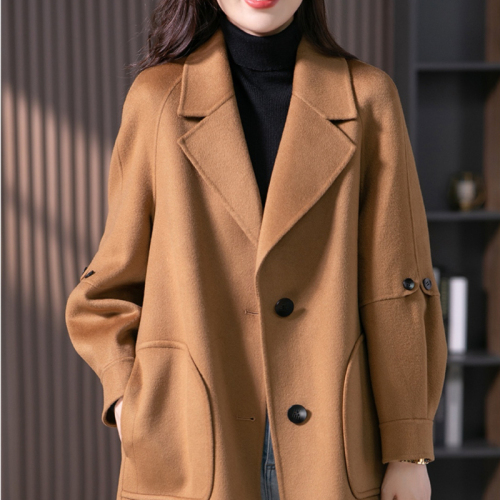 新款毛呢外套女秋季韩版宽松显瘦呢子大衣中长款茧型毛呢大衣