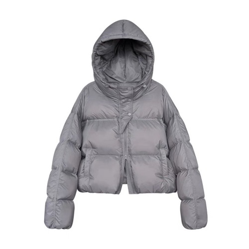 Short white duck down jacket for women  new Korean style high waist thickened loose bread coat winter coat for small people