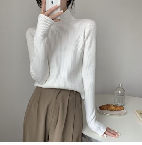 Half turtleneck thickened bottoming sweater for women autumn Korean version  new slim slim long-sleeved bottoming shirt top