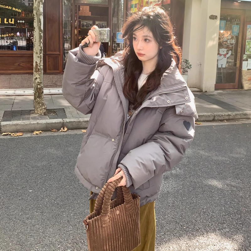 韓版寬鬆麵包服休閒短款羽絨棉服男女情侶加厚小眾設計感加厚外套