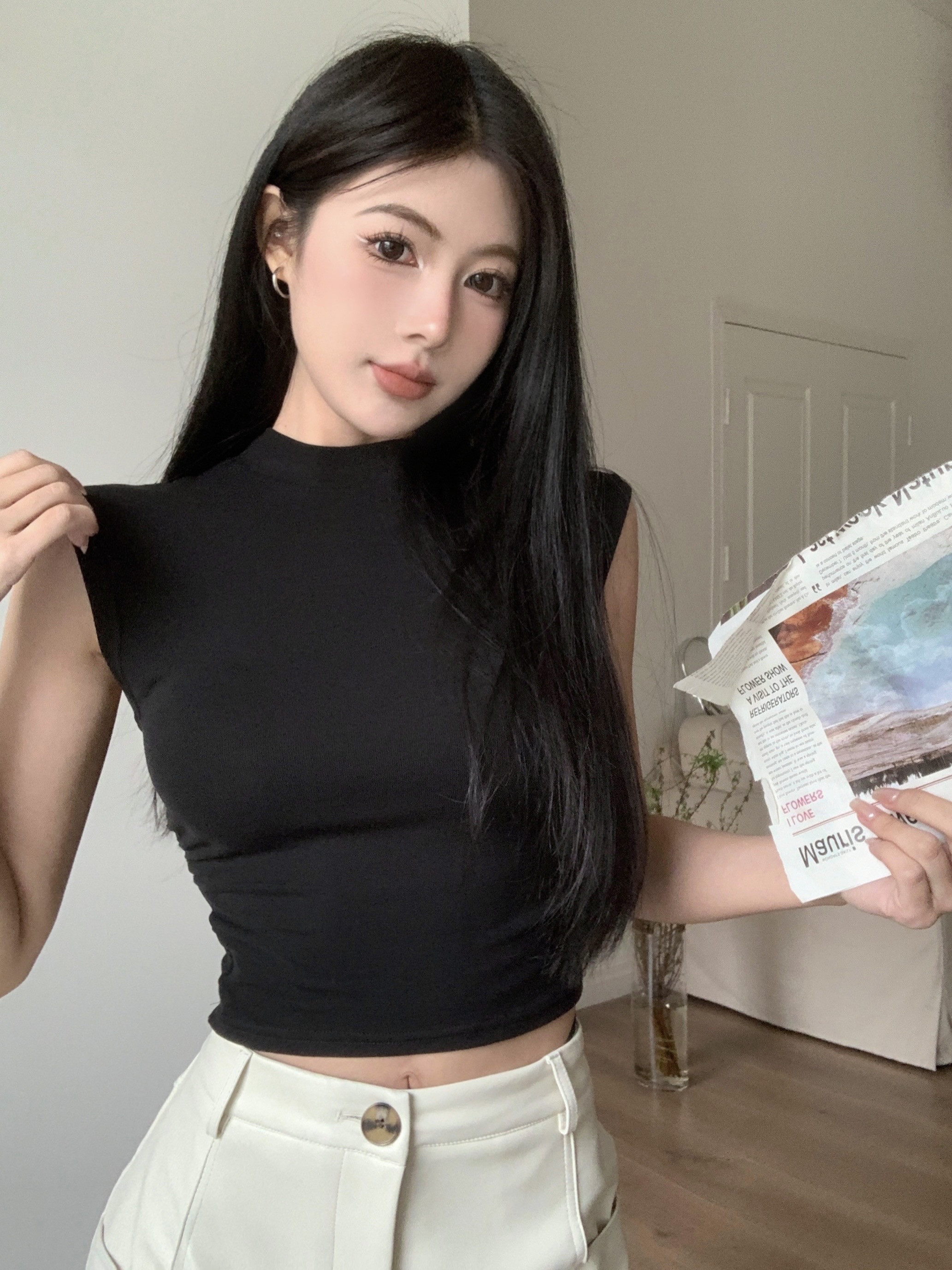 實拍 復古氣質簡約顯瘦打底衫褶皺內搭短袖磨毛保暖t恤上衣