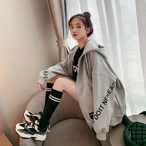 春鞦韆鳥格呢子大衣女秋冬新款中長款小個子韓版寬鬆毛呢外套