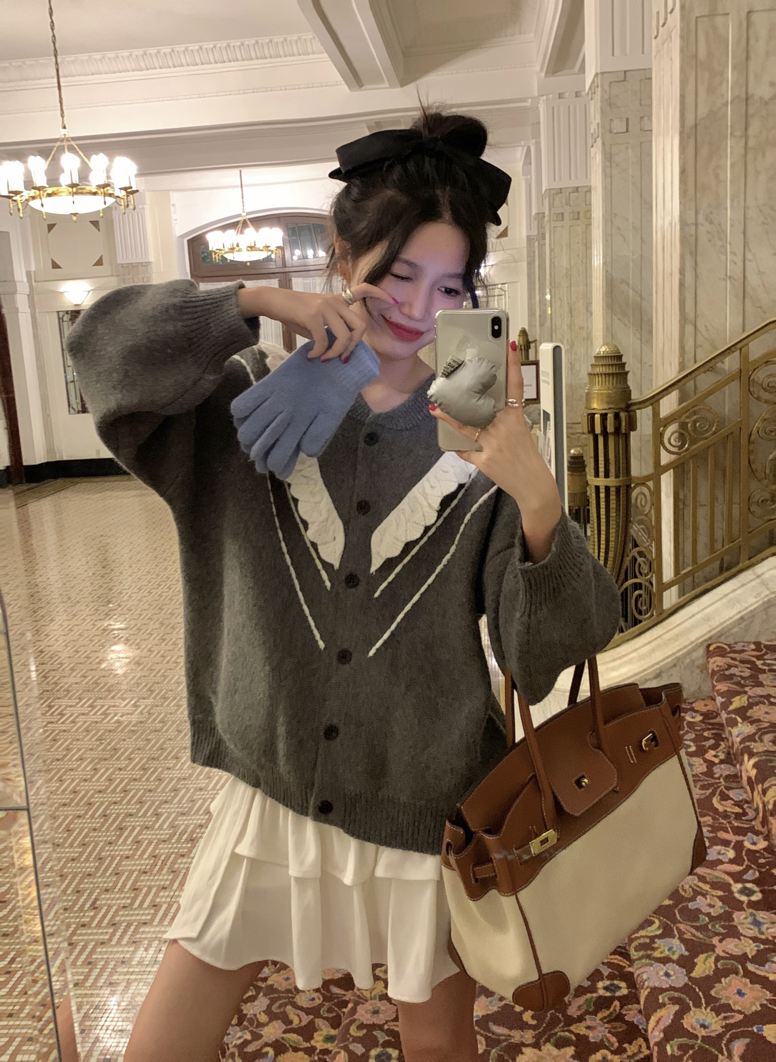 實拍~秋冬新品甜美風毛衣外套新款厚實寬鬆氛圍感氣質開衫女