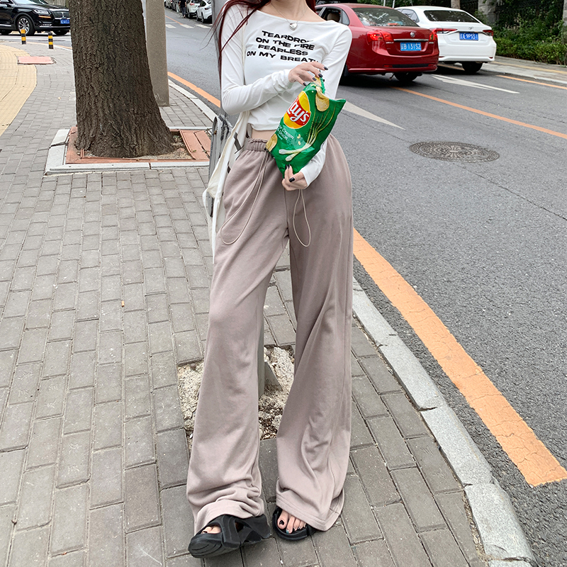 實拍city walk慵懶出街休閒度假穿搭 百搭遮肉闊腿褲 常規&加長