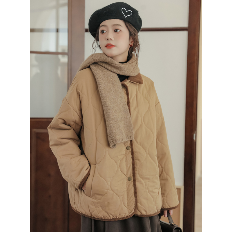 不低於179實拍日系復古保暖小個子寬鬆棉服外套